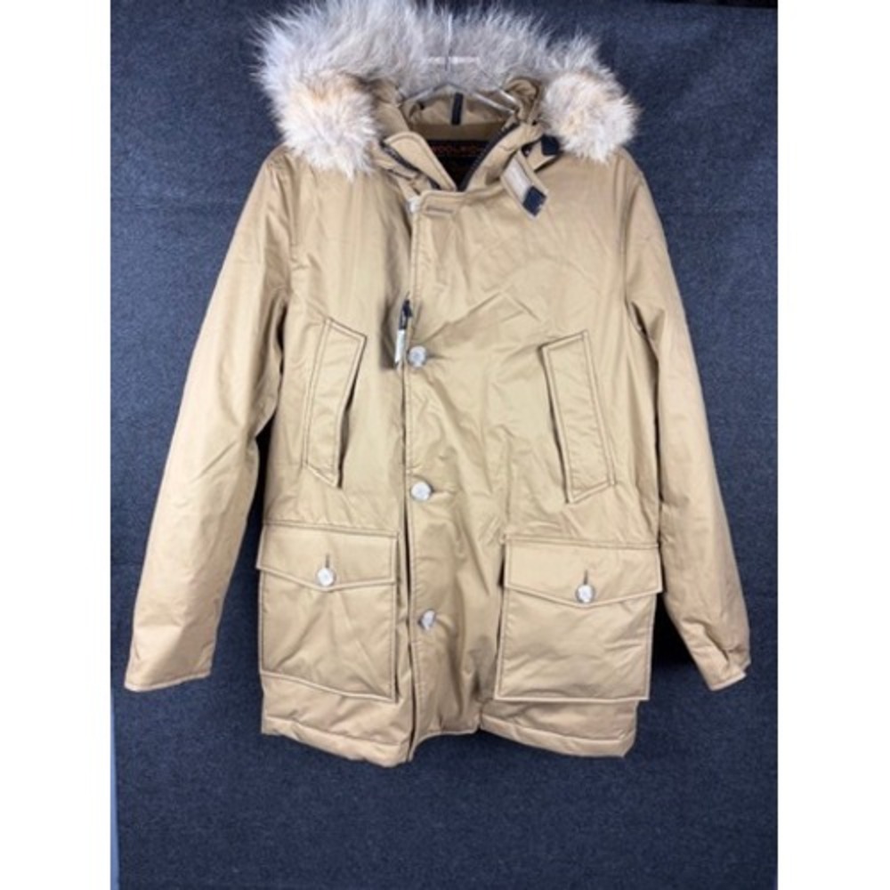 Woolrich John Rich & Bros Arctic Parka HC Tan Khaki Down Fur Hood Mens S